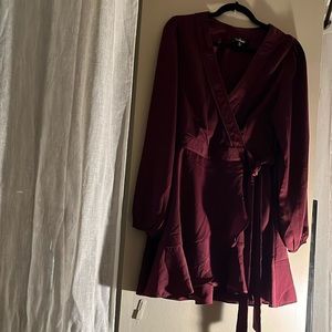 Burgundy wrap dress by lulus